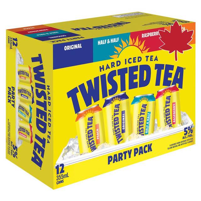 Twisted Tea Hard Ice Tea Party pack, Lemonade-Raspberry-Peach (12 x 355 ml)