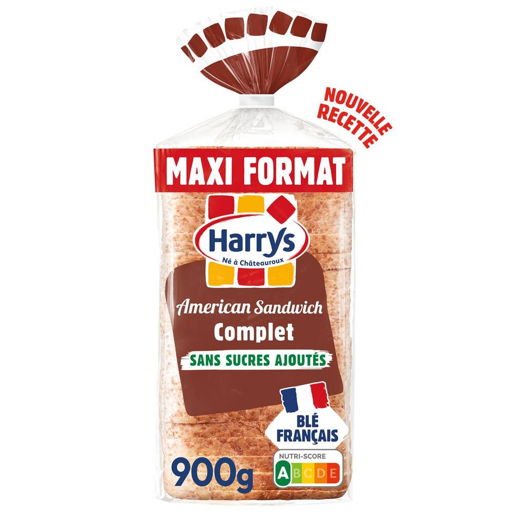 Harry's - Pain de mie américain complet sans sucre ajouté (900g)