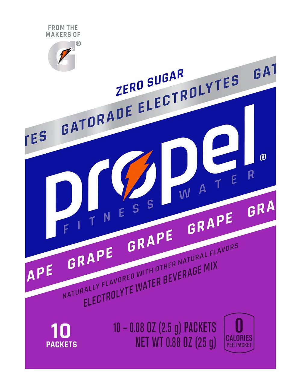 Propel Zero Sugar Electrolyte Water Beverage Mix, Grape (10 x 0.08 oz)
