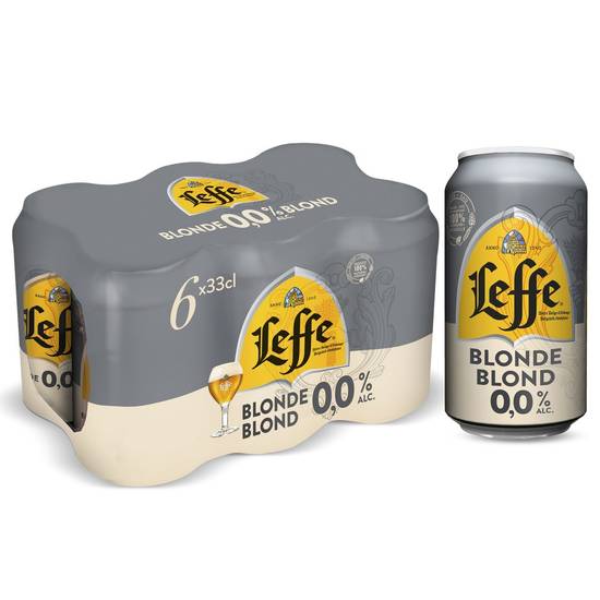 Leffe Bière Belge d''Abbaye Blonde 0.0% Alc. Canettes 6 x 33 cl