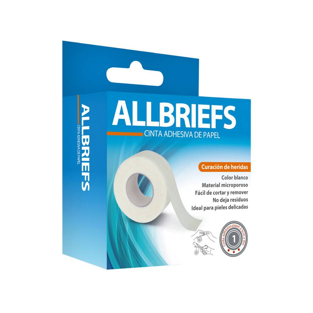 Cinta adhesiva de papel para curaciones color blanco ALLBRIEFS