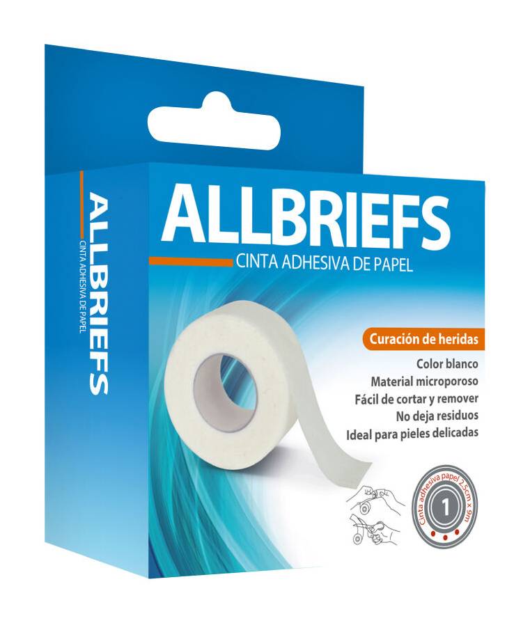 Cinta adhesiva de papel para curaciones color blanco ALLBRIEFS