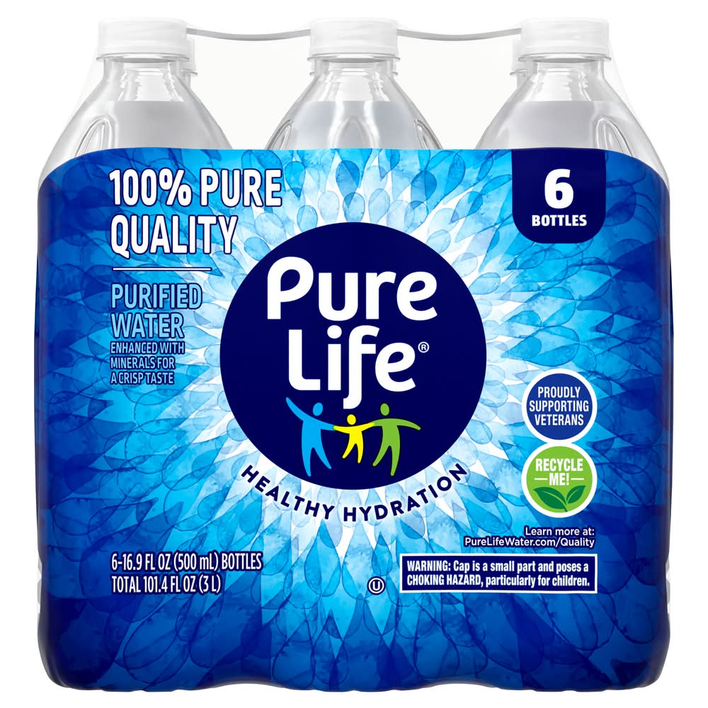 Pure Life Purified Water (6 x 16.9 fl oz)