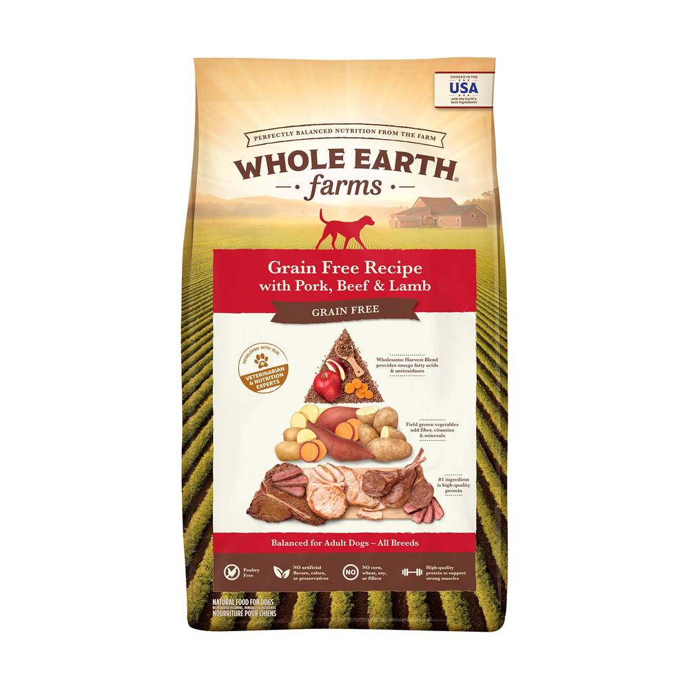 Whole Earth Farms Adult Dry Dog Food ( pork beef & lamb)