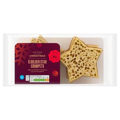 Waitrose Christmas Golden Star Crumpets (6s)