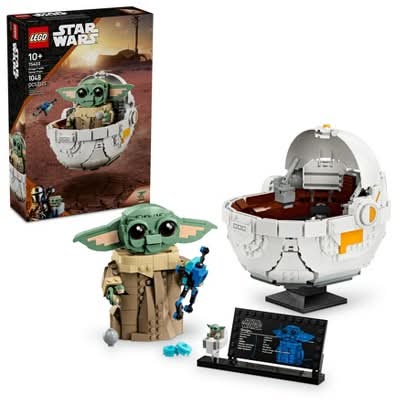 Star Wars Mandalorian Grogu With Hover Pram Building Toy Set For Ages 10+ Years (1048 ct)