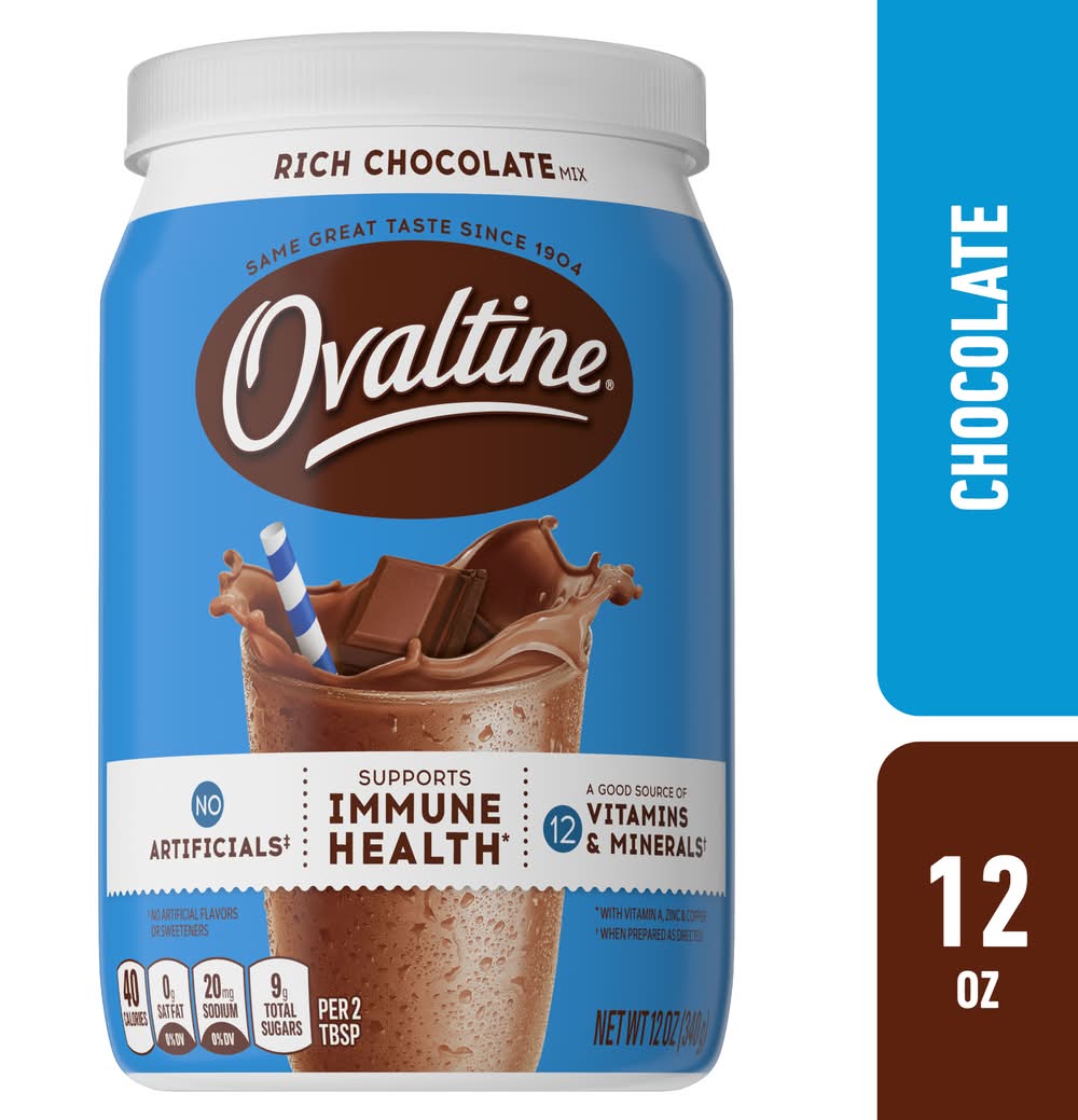 Ovaltine Immune Health Support Powdered Drink Mix, Rich Chocolate (12 oz)