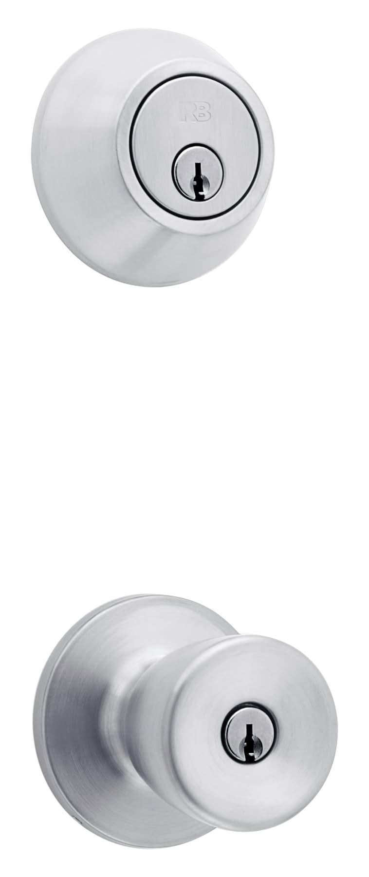 RELIABILT Gallo Stainless Steel Exterior Single-Cylinder Deadbolt and Keyed Entry Door Knob Combo Pack