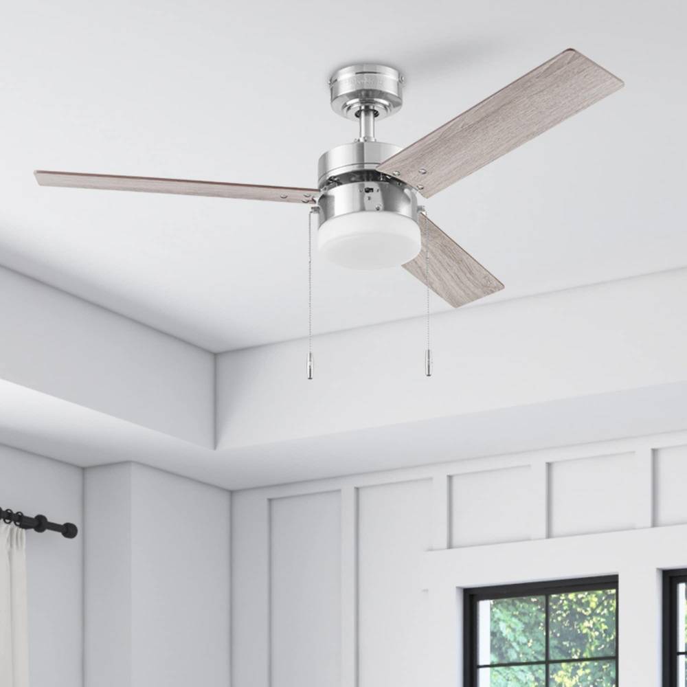 Harbor Breeze Vue 44-in Brushed Nickel with Driftwood/Cocoa Blades LED Indoor Ceiling Fan with Light (3-Blade) | 42248