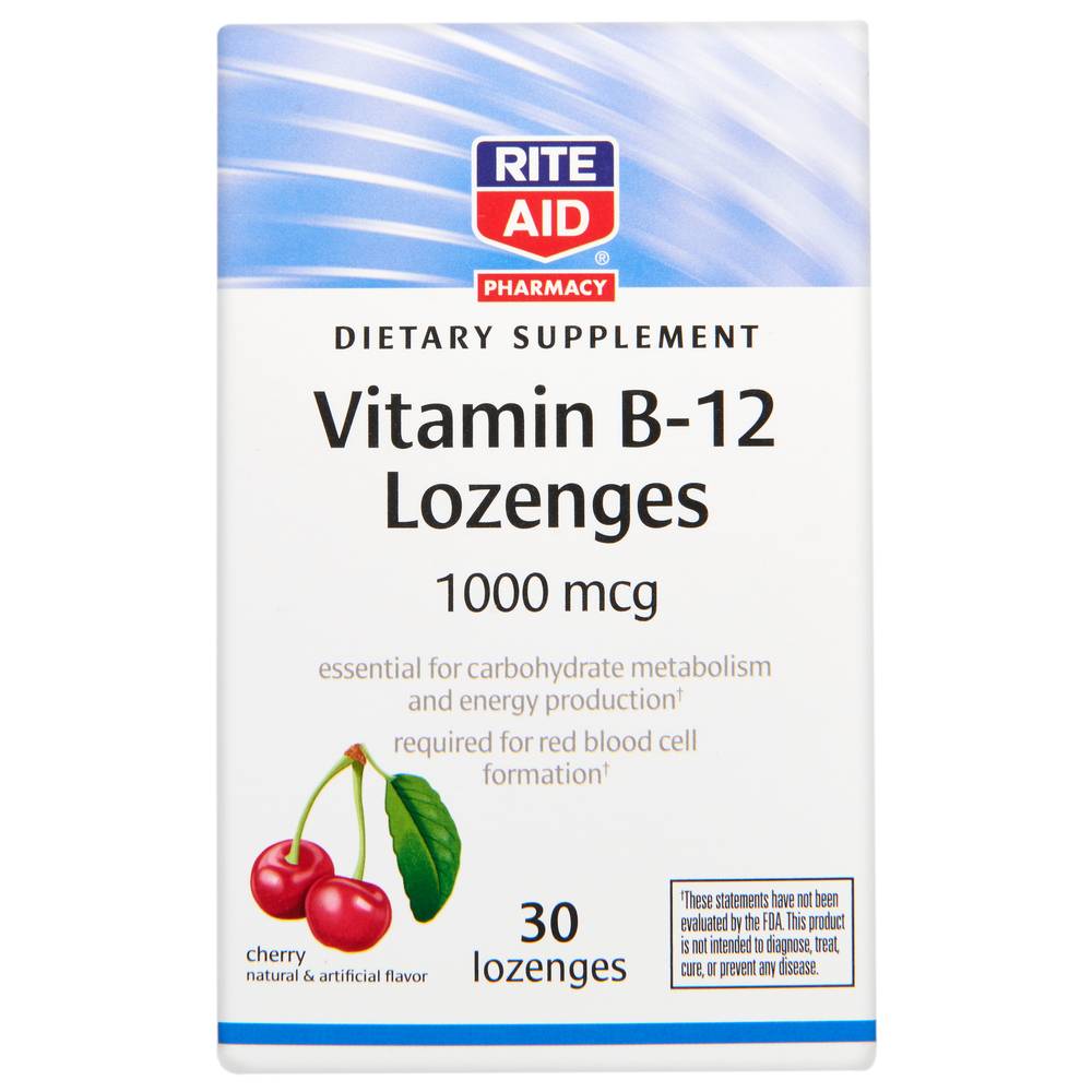 Rite Aid Pharmacy Vitamin B12 Lozenges 1000mcg Cherry (30 ct)