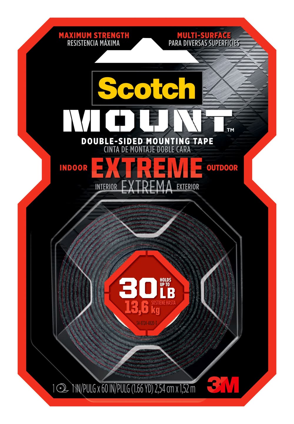 Scotch-Mount Extreme Double-Sided Mounting Tapes 1.0-in x 5.0 Feet Double-Sided Tape