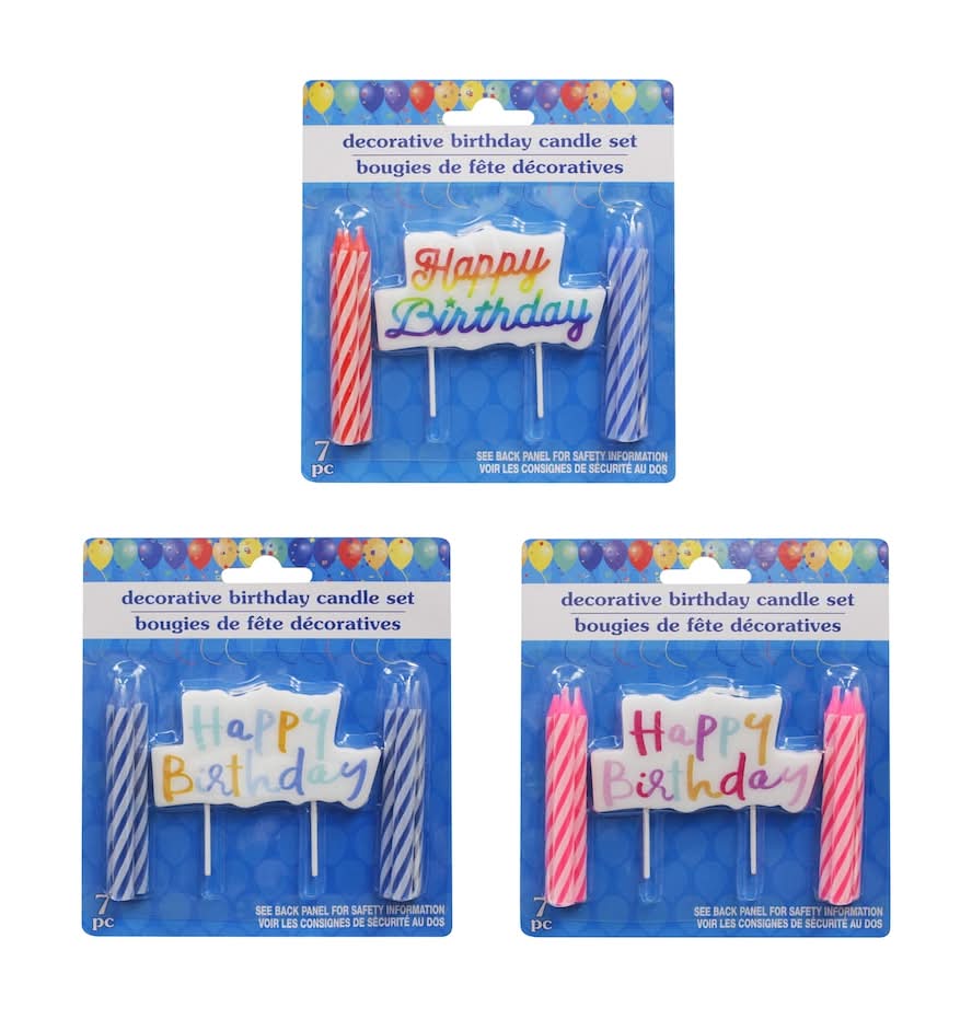 Colorful Birthday Decorative Candle Sets, 7-ct. Packs