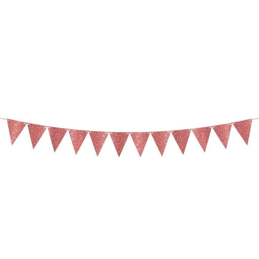 Party City Create Your Own Glitter Pennant Banner (20 ft/rose gold)