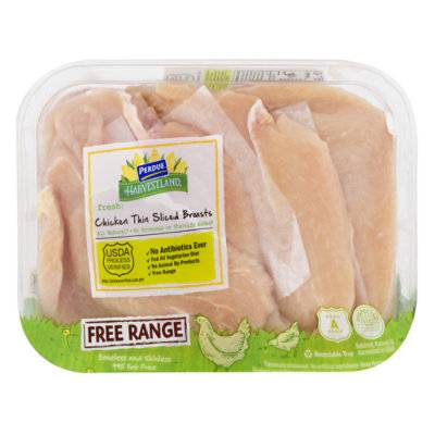 Harvestland Chicken Breast Thin Sliced Boneless Skinless Free Range - 1.50 Lb