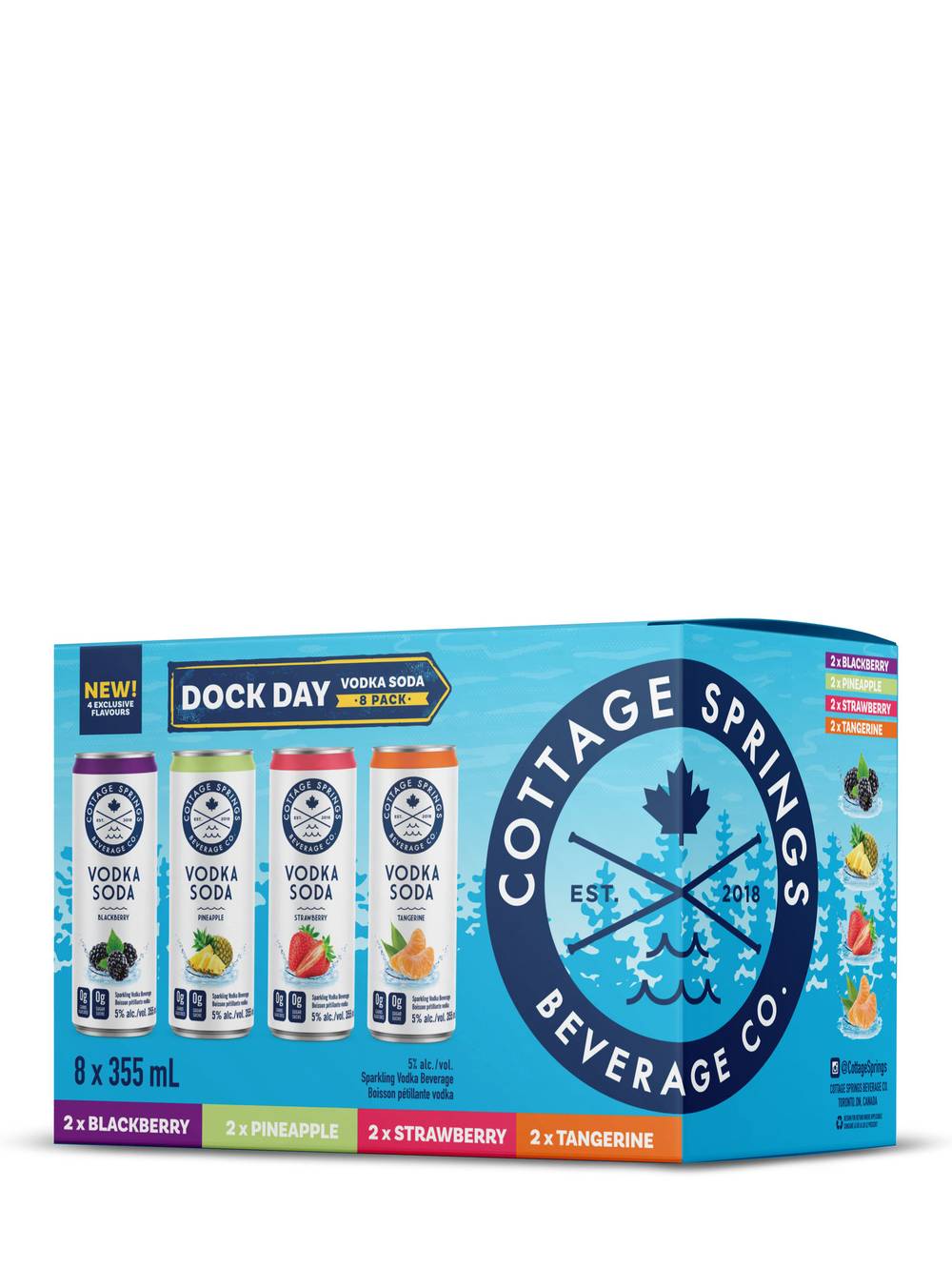 Cottage Springs Dock Day Vodka Soda, Assorted (8 x 355 ml)