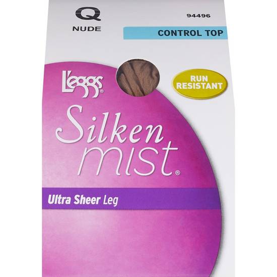 L'Eggs Silken Mist Ultra Sheer Control Top Pantyhose, Nude, Size Q
