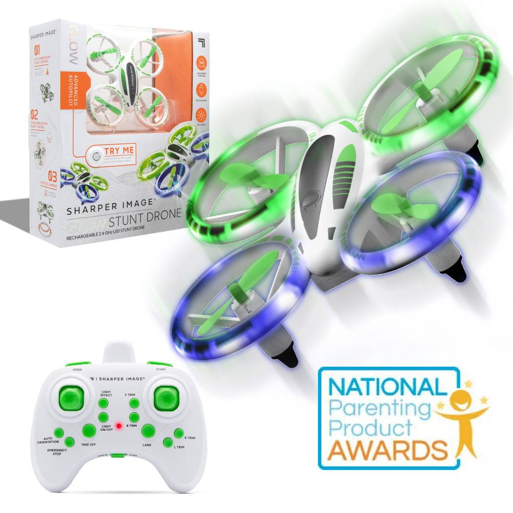 Sharper Image 2.4 Ghz Rechargeable Led Stunt Mini Remote Controlled Drone For Kids, 5 in x 5 in