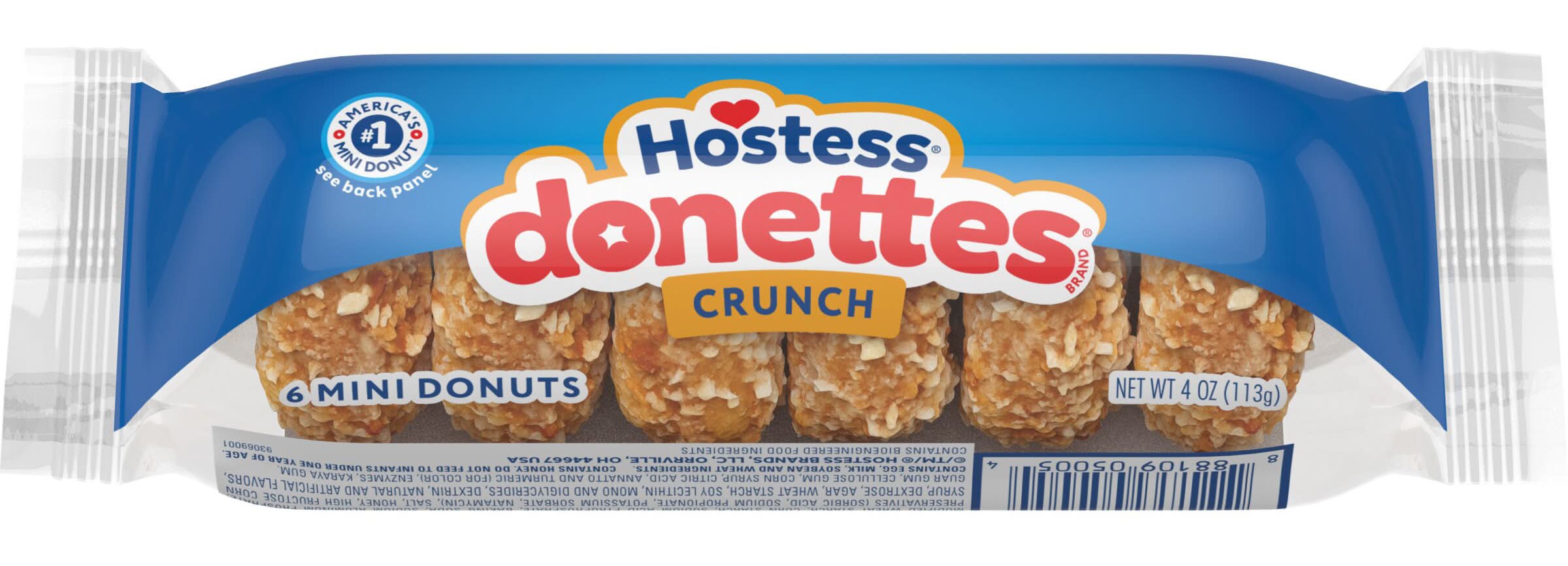 Hostess Donettes Crunch Mini Donuts (4 oz, 6 ct)