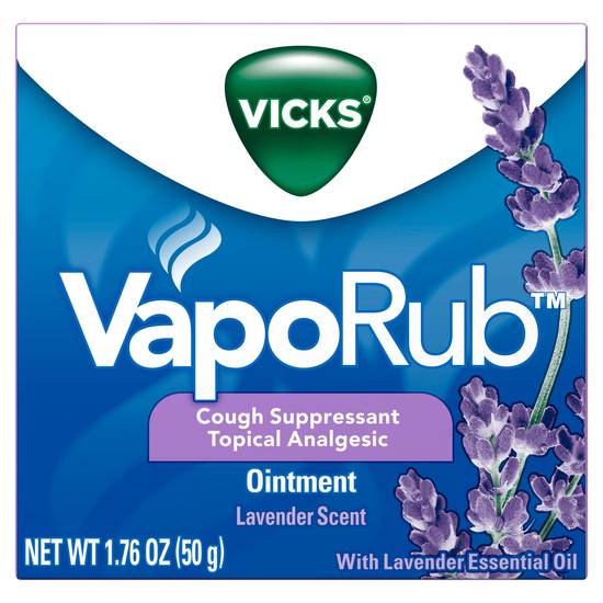 Vicks VapoRub Lavender Scented Chest Rub Ointment for Relief from Cough, Cold, Aches, and Pains, with Original Medicated Vicks Vapors, 1.76 OZ