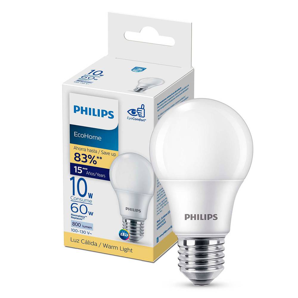 Philips · Foco ahorrador luz cálida ecohome