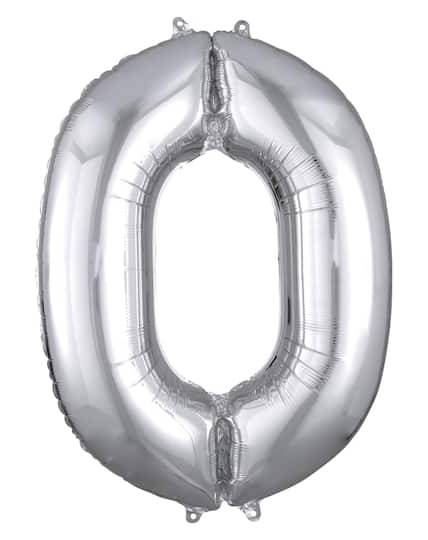 Inflated 34" Silver Number Mylar Balloon