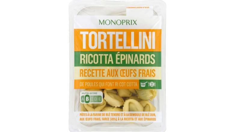 Monoprix - Tortellini aux œufs frais à la ricotta et épinards