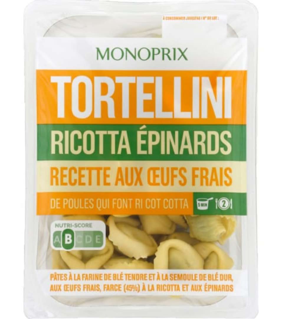 Monoprix - Tortellini aux œufs frais à la ricotta et épinards (300g)
