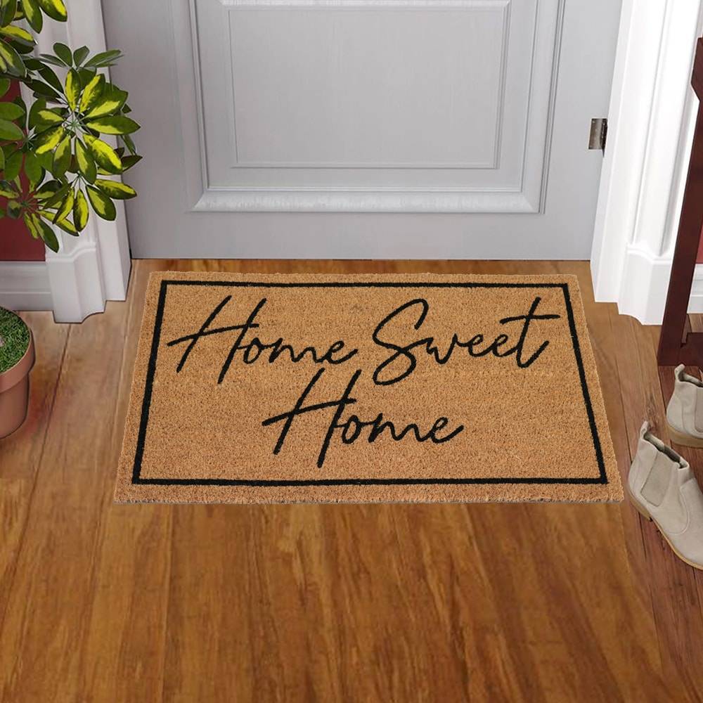 Style Selections 1-1/2-ft x 2-1/2-ft Natural Coir/Vinyl Rectangular Indoor or Outdoor Decorative Door Mat | WG-1830-HSH