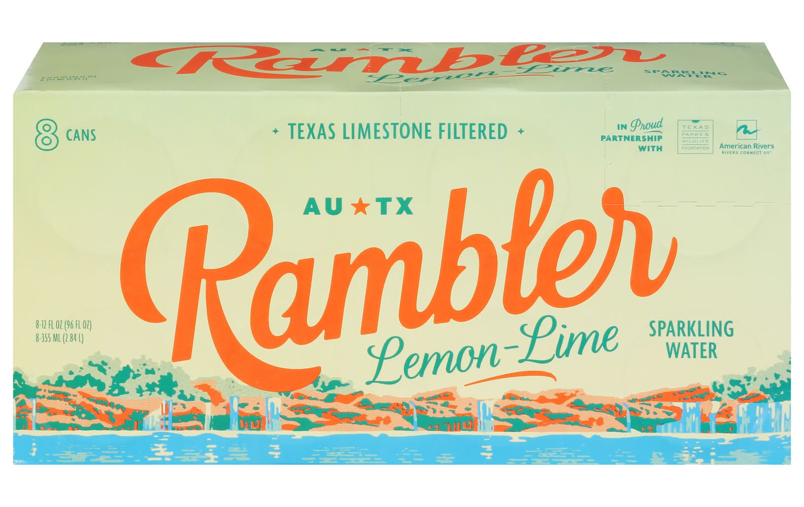 Rambler Sparkling Water, Lemon-Lime (8 x 12 fl oz)