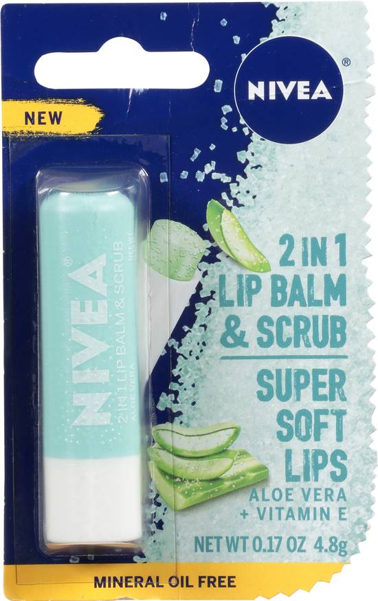 Nivea Aloe Vera + Vitamin E 2 in 1 Lip Balm & Scrub