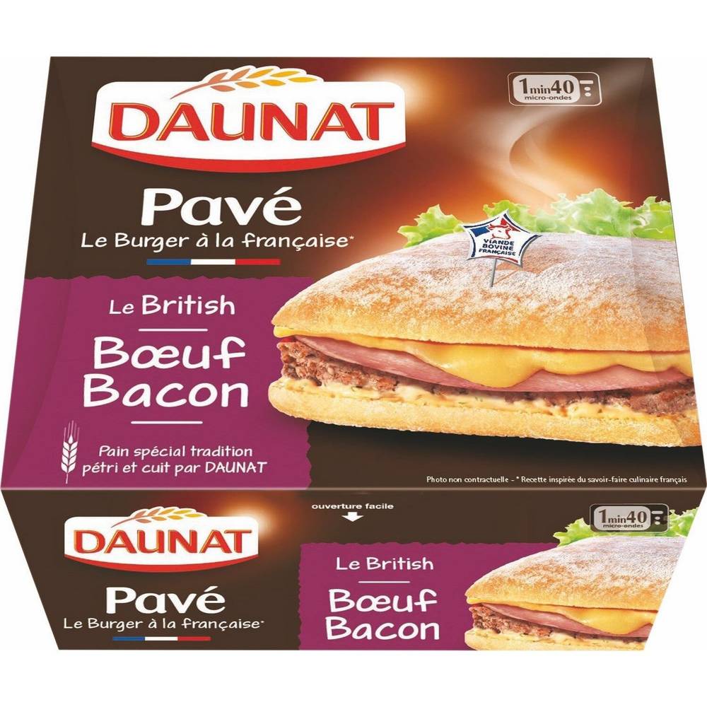 Daunat - Le british burger au bœuf et bacon