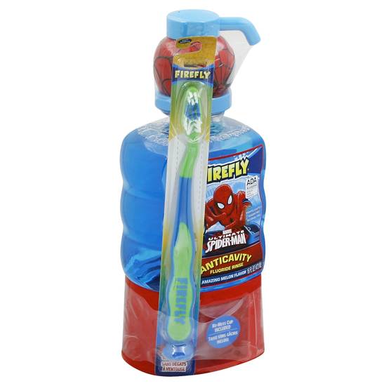 Firefly Amazing Melon Flavor Marvel Ultimate Spider-Man Buzz Anticavity Fluoride Rinse With Toothbrush