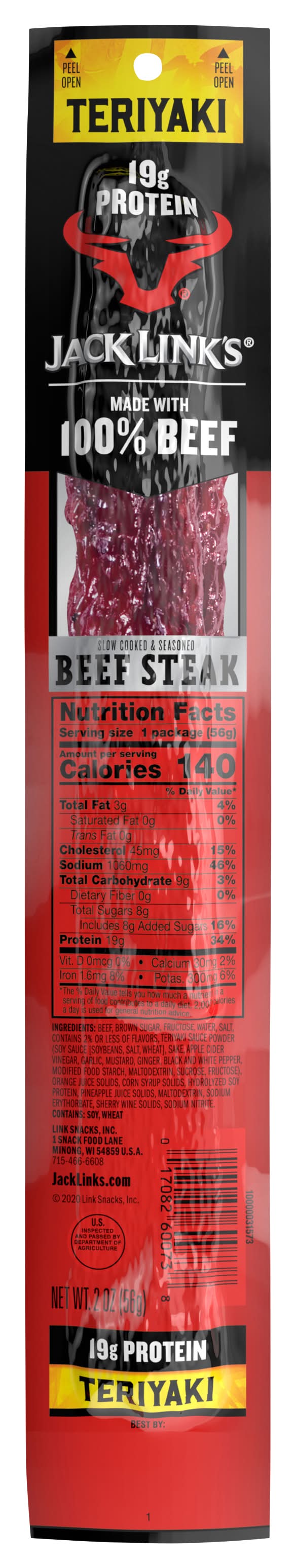 Jack Link's Jumbo Slow Cooked & Seasoned Beef Steaks, Teriyaki (2 oz)