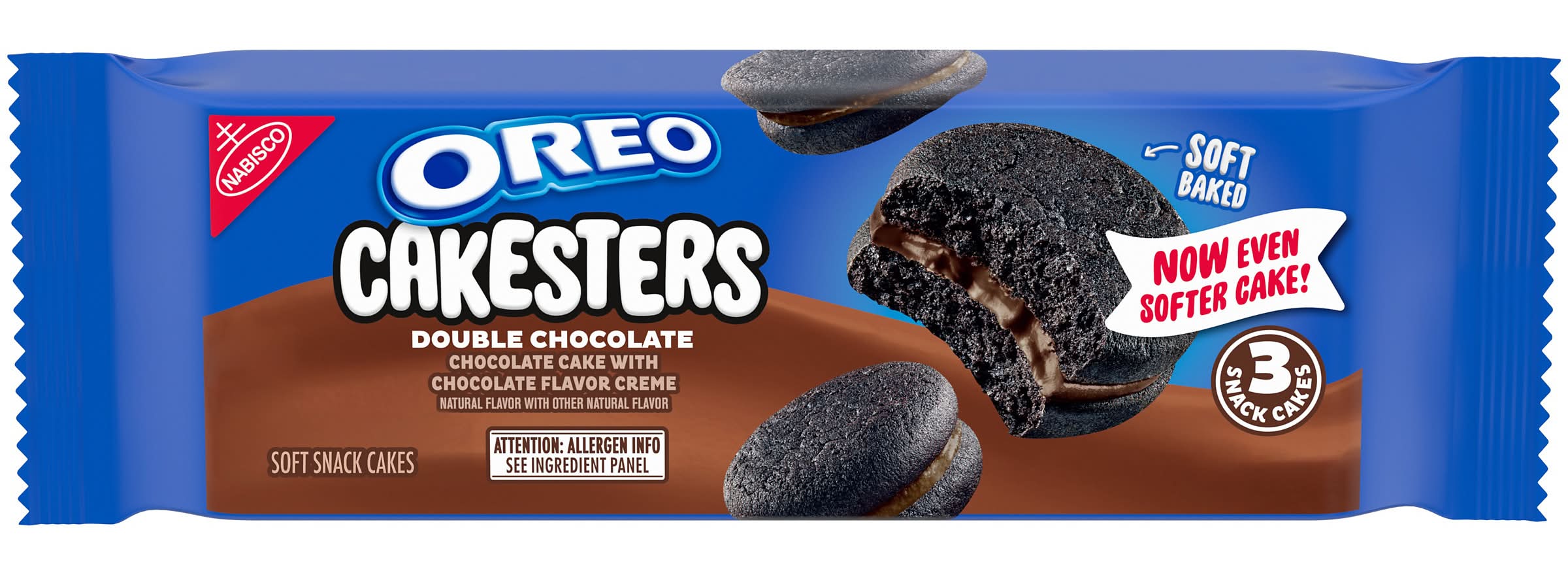 Oreo Cakesters Double Soft Snack Cakes, Chocolate (3.03 oz, 3 ct)