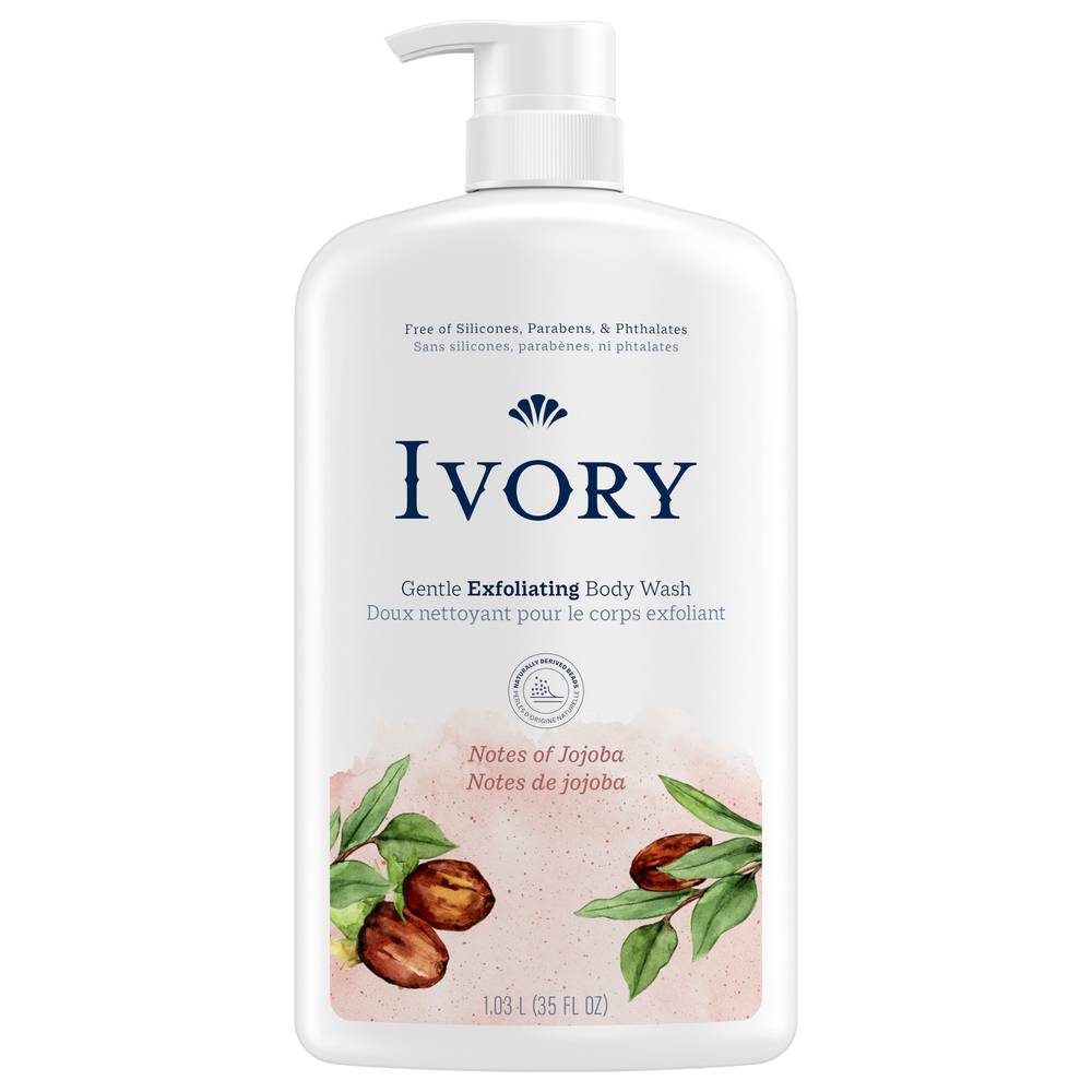 Ivory Gentle Exfoliating Body Wash, Jojoba