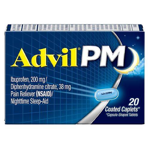 Advil PM Pain Reliever/Nighttime Sleep-Aid Coated Caplets - 20.0 ea