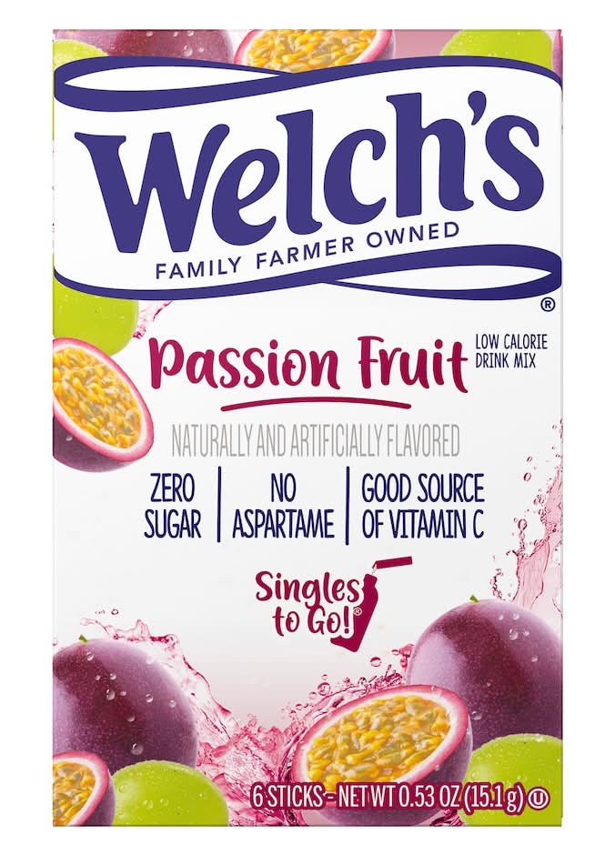 Welch's Passion Fruit Singles To-Go Low-Calorie Drink Mix, 6 ct.