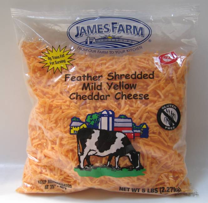 James Farm - Shredded Mild Cheddar Cheese - 5 lbs (4 Units per Case)