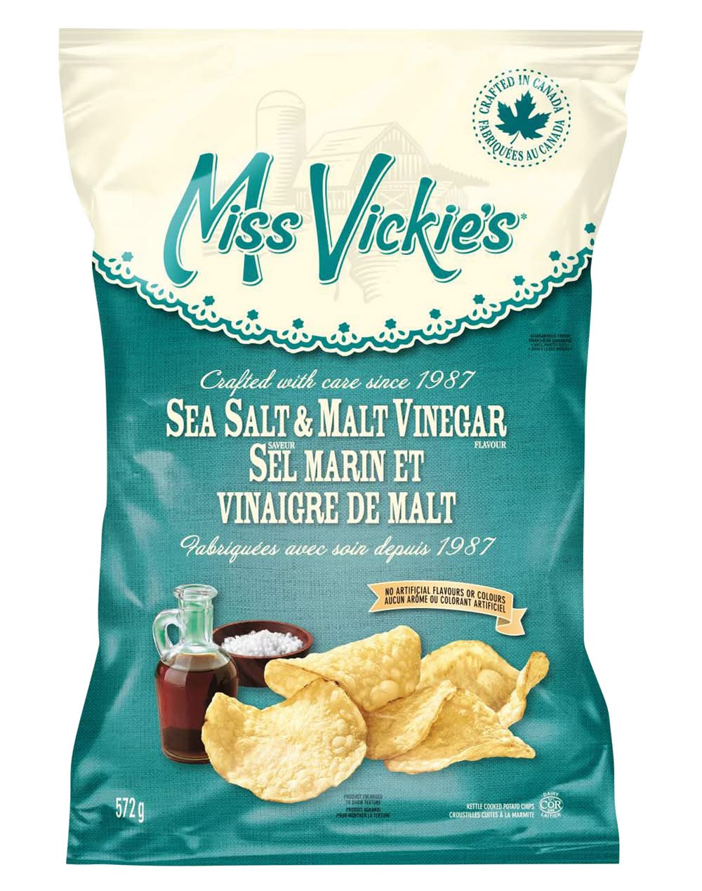 Miss Vickie’S - Croustilles Sel De Mer Et Vinaigre De Malt, 572 G / Miss Vickie’S Sea Salt And Malt Vinegar Chips, 572 G