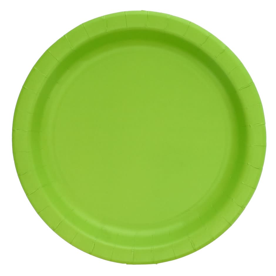 Paper Lunch Plates, 9 in, Lime Green (24 ct)