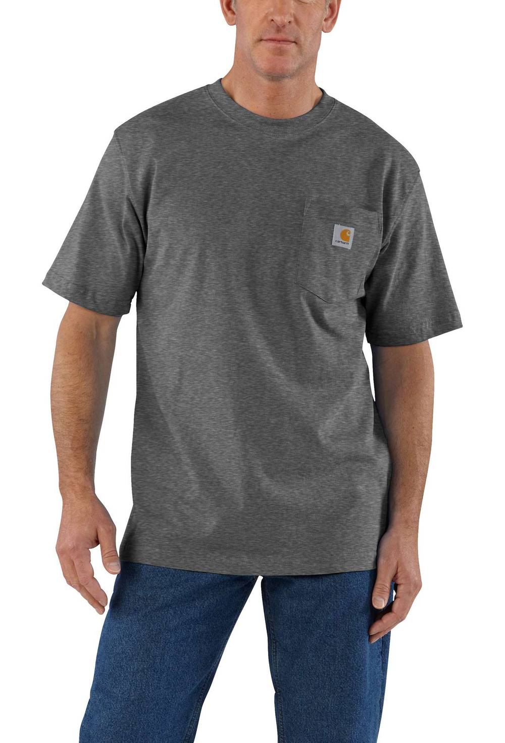 Carhartt Men's Gray Knit Short sleeve Solid T-shirt ( 2XL ) | K87-CRH2XLREG