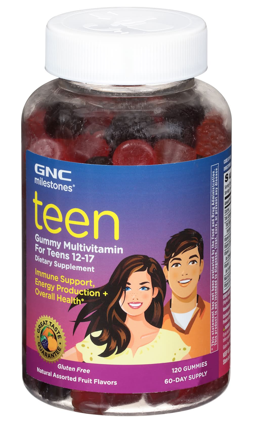 GNC Milestones Assorted Fruit Flavors Teen Multivitamin Gummies (2.8 oz, 120 ct)