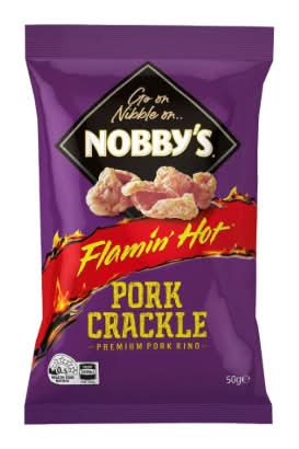 Nobbys Pork Crackle Flaming Hot 50G