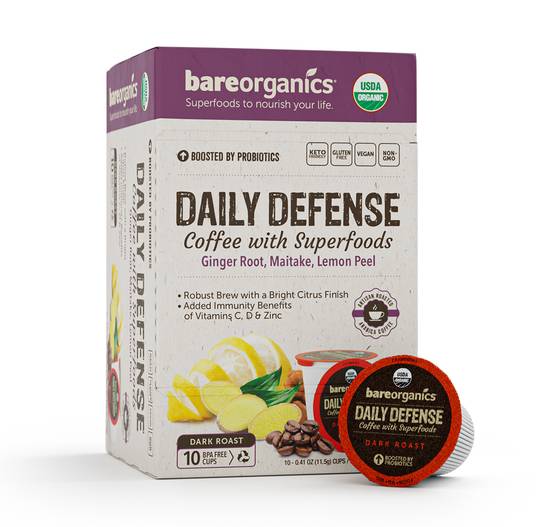 BareOrganics Daily Defense Coffee with Superfoods - 10 ct