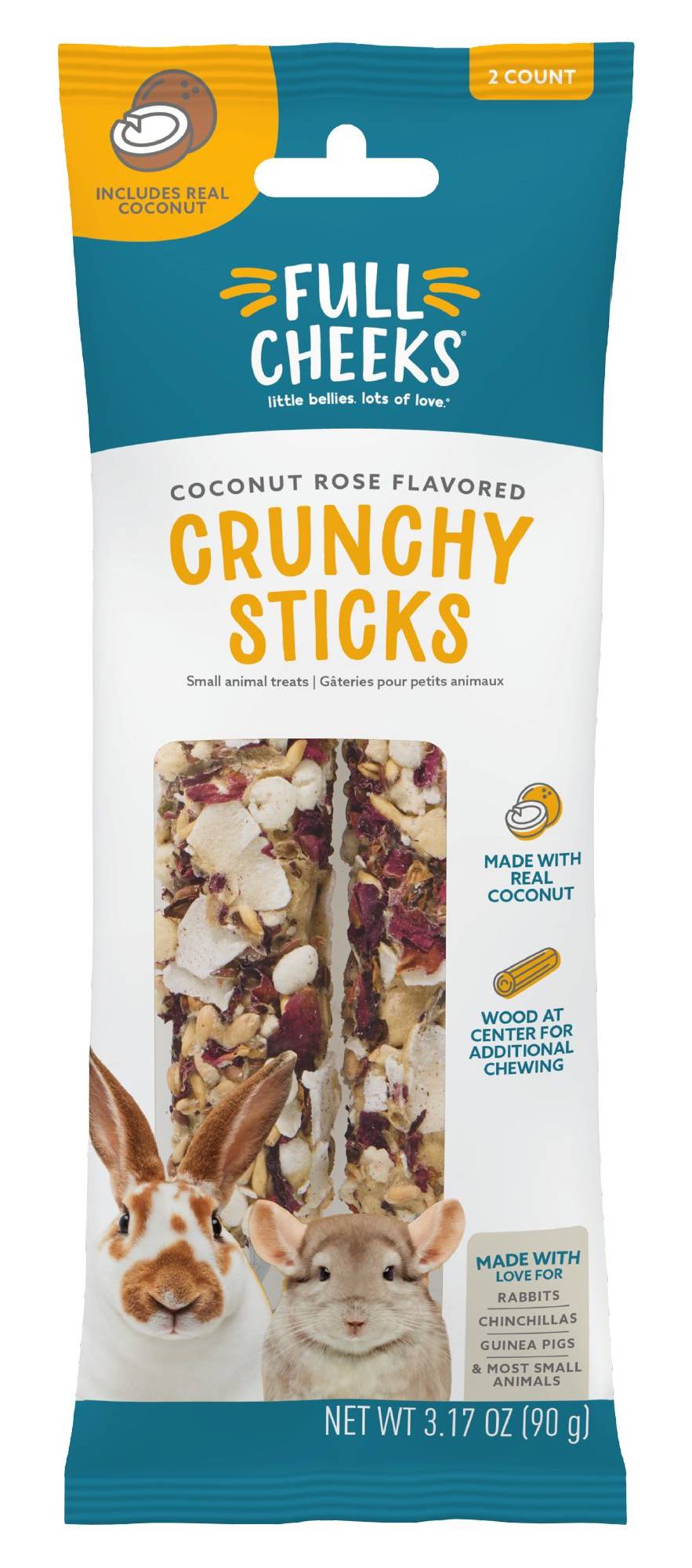 Full Cheeks™ Small Pet Crunchy Sticks - Coconut Rose (Size: 2 Count)
