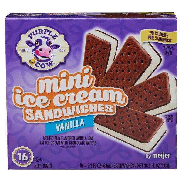 Purple Cow Mini Vanilla Ice Cream Sandwiches (16 ct)