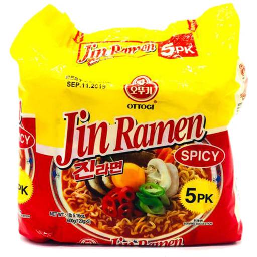 Ottogi Jin Ramen Spicy Instant Noodles (5 x 120g)