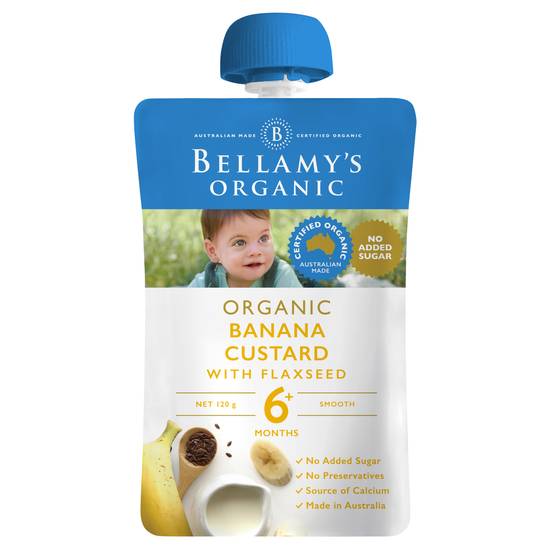 Bellamy's Organic Banana Custard With Flaxseed 6 + Months 120 Gram
