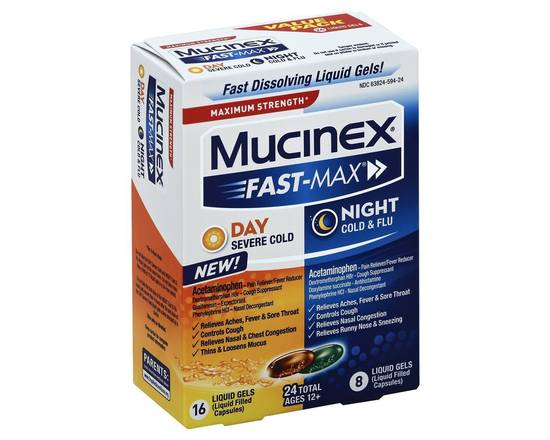 Mucinex · Fast-Max Maximum Strength Day & Night Cold & Flu Relief (24 ct)