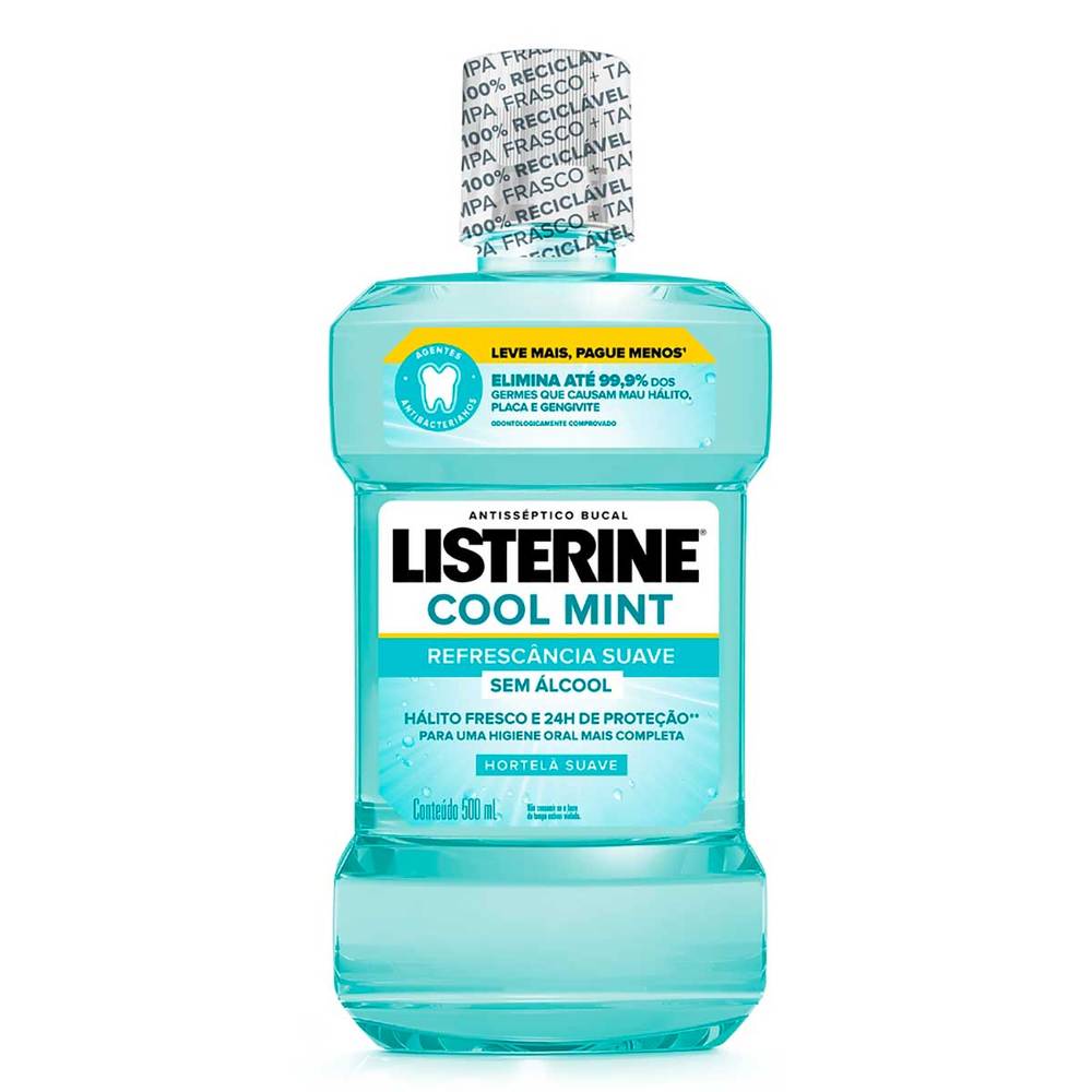 Listerine antisséptico bucal cool mint zero álcool menta suave (500 ml)